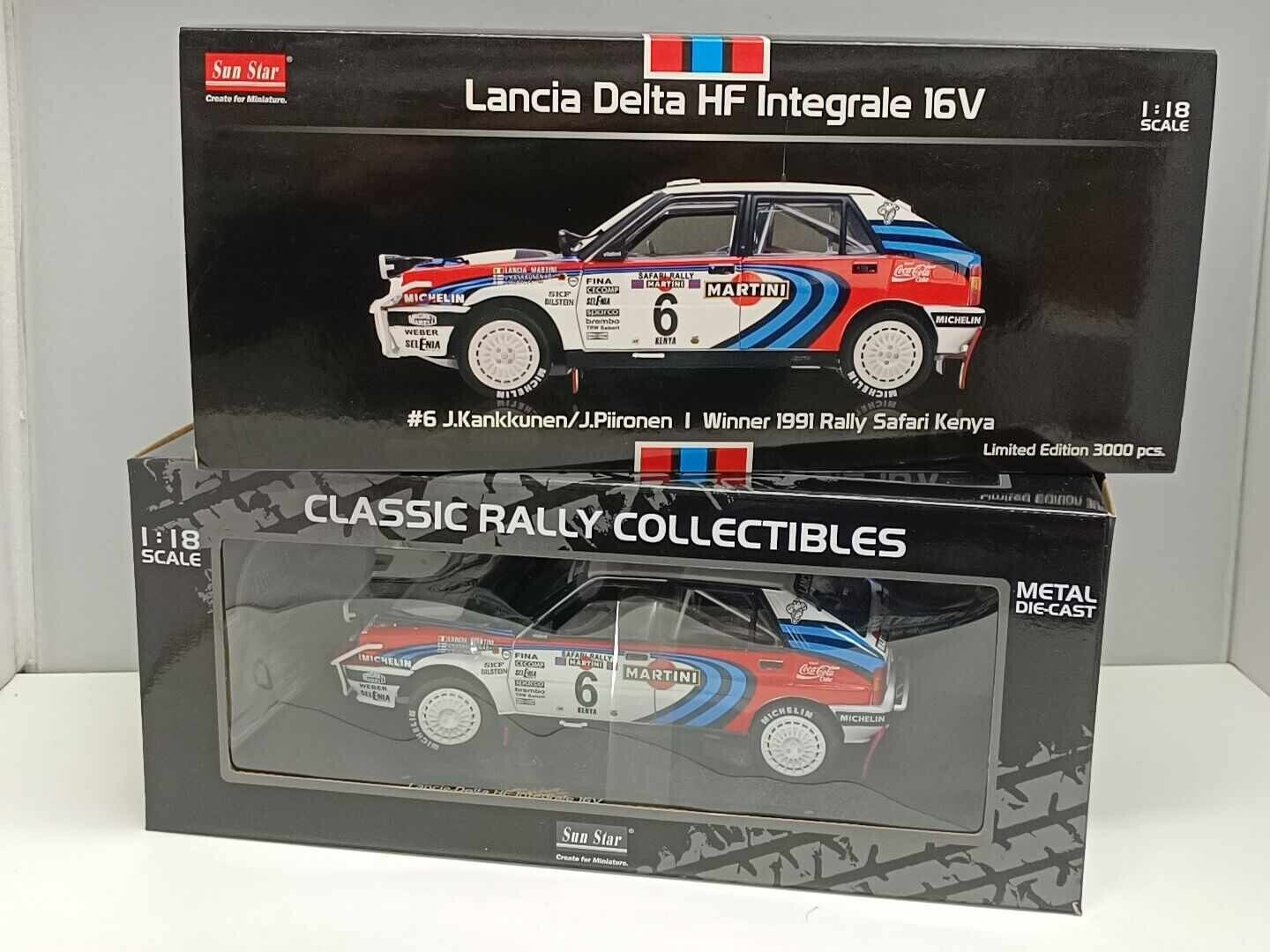 Lancia Delta HF Integrale 16v Winner 1991 Safari Kenya Kankkunen Sun Star 1:18