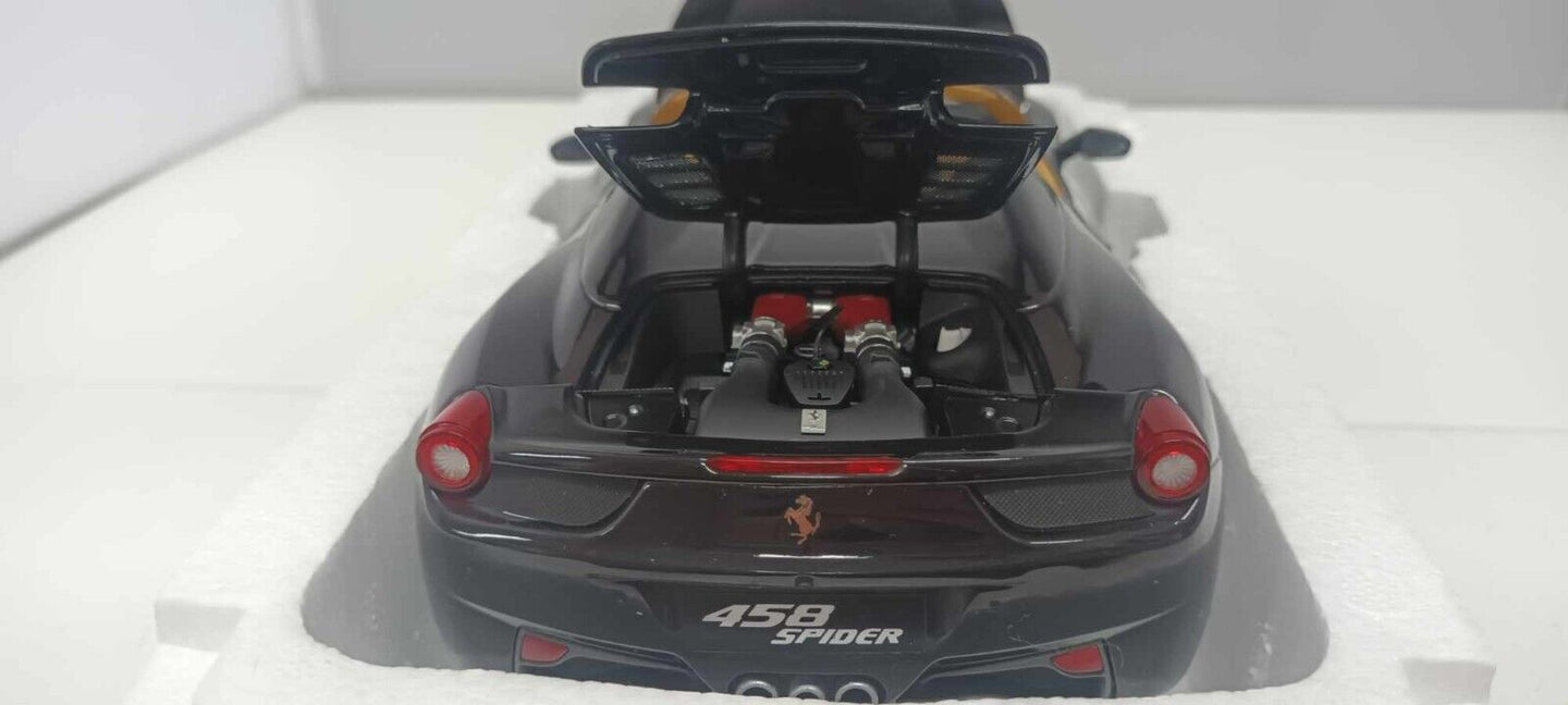 Ferrari 458 Spider Nero Black Hot Wheels Elite 1:18 Usato + Box Hotwheels Rare