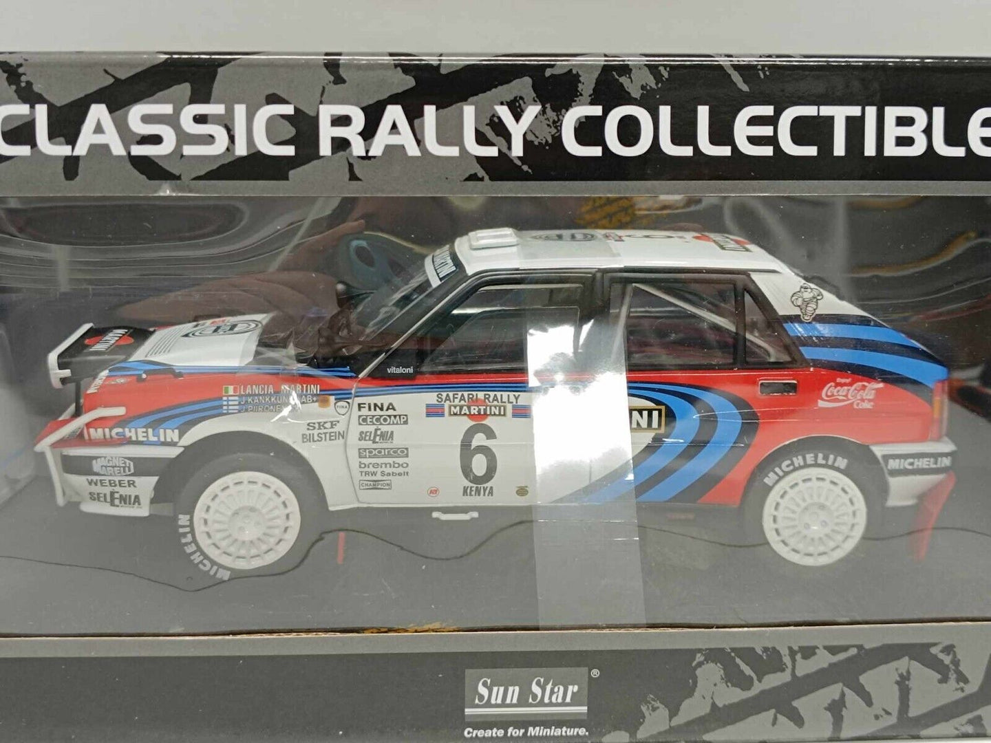 Lancia Delta HF Integrale 16v Winner 1991 Safari Kenya Kankkunen Sun Star 1:18