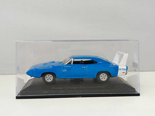 Dodge Charger Daytona 1969 Edicola 1/43 Muscle Car Azzurra Supporto + Teca Usato
