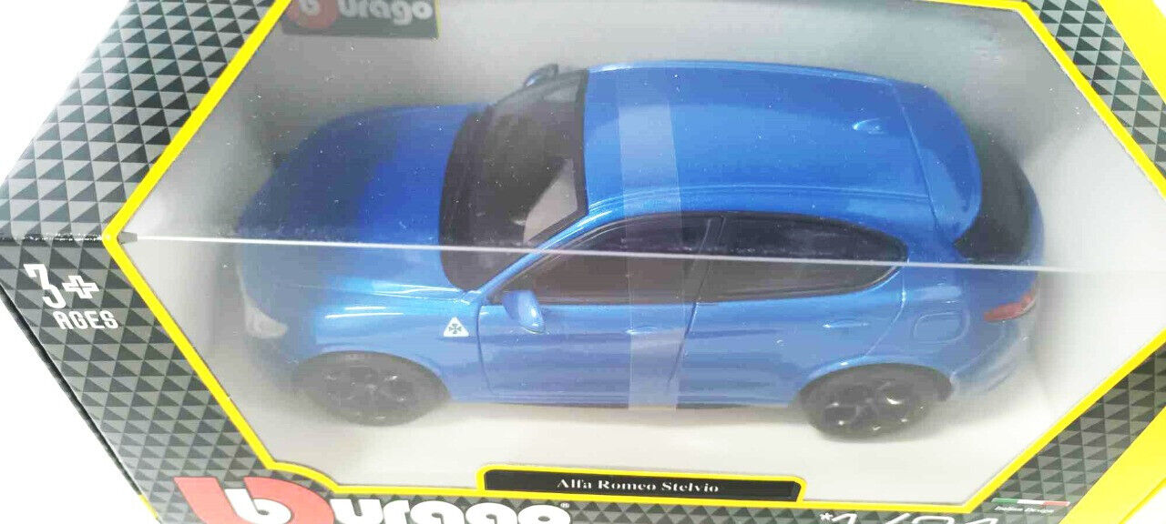 Alfa Romeo Stelvio Quadrifoglio Burago 1:24 Blu Misano Nuovo