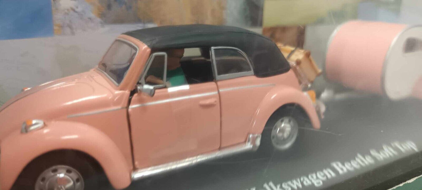 Volkswagen Beetle Soft Top Cararama 1/43 Rosa + Box Teca GM Shop