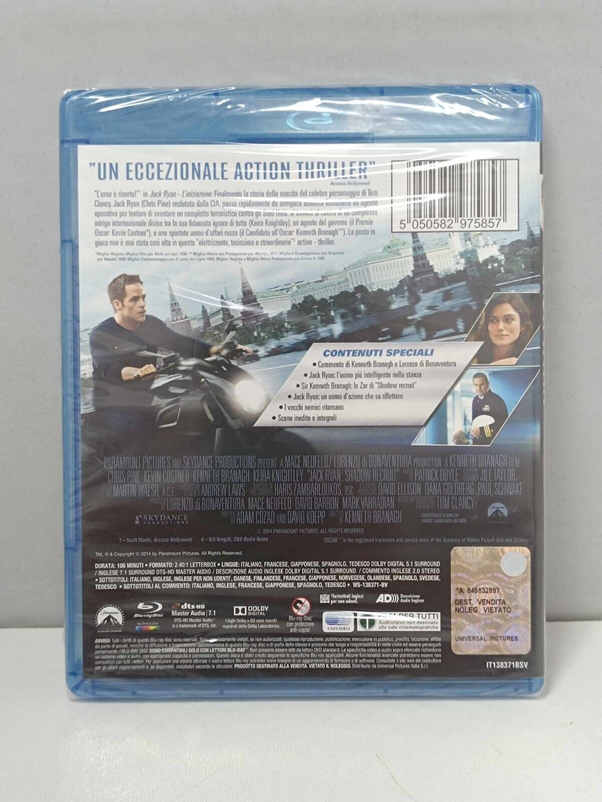 Jack Ryan L'iniziazione Tom Clancy Film Bluray Blu-ray Italiano Nuovo