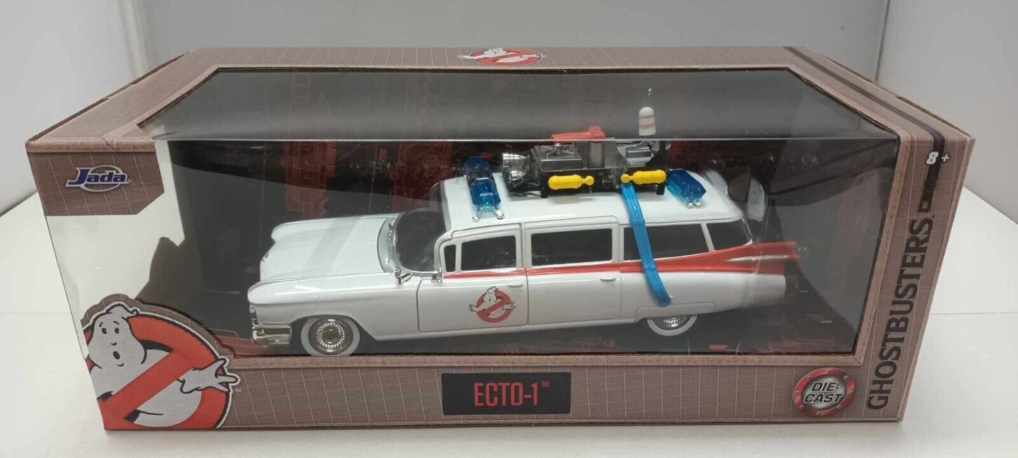 Ghostbusters Car Ecto-1 Auto Film Jada Hollywood Rides 1:24 Nuovo 1/24