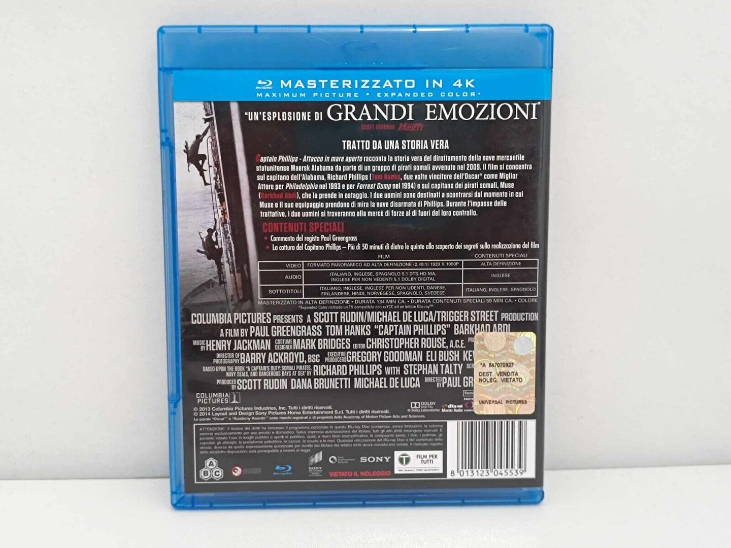 Tom Hanks Captain Phillips Attacco In Mare Aperto Film Blu Ray Italiano Usato