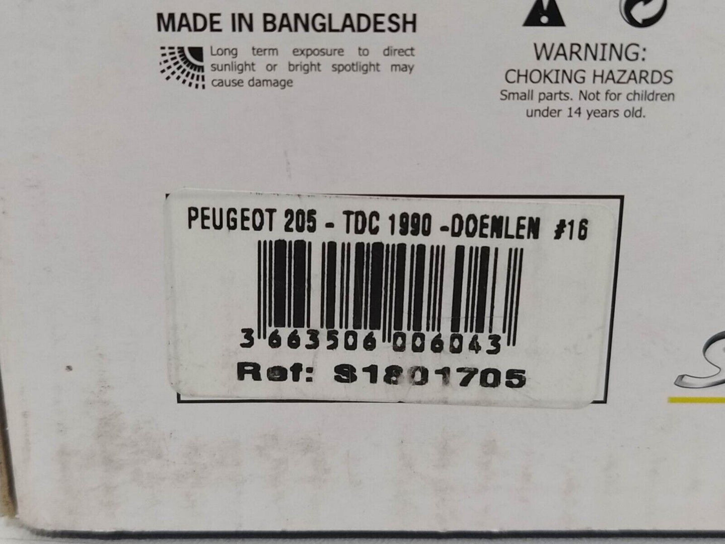 Box Peugeot 205 T.D.C. 1990 - Solido 1:18 (Only Box)