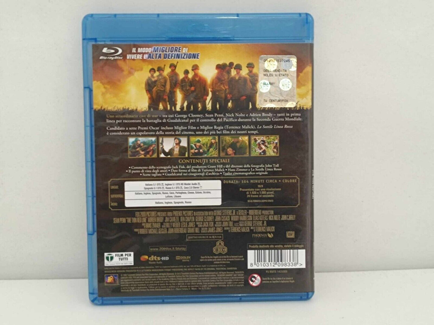 La sottile Linea Rossa Film Blu Ray Italiano Ita Usato Sean Penn/ George Clooney