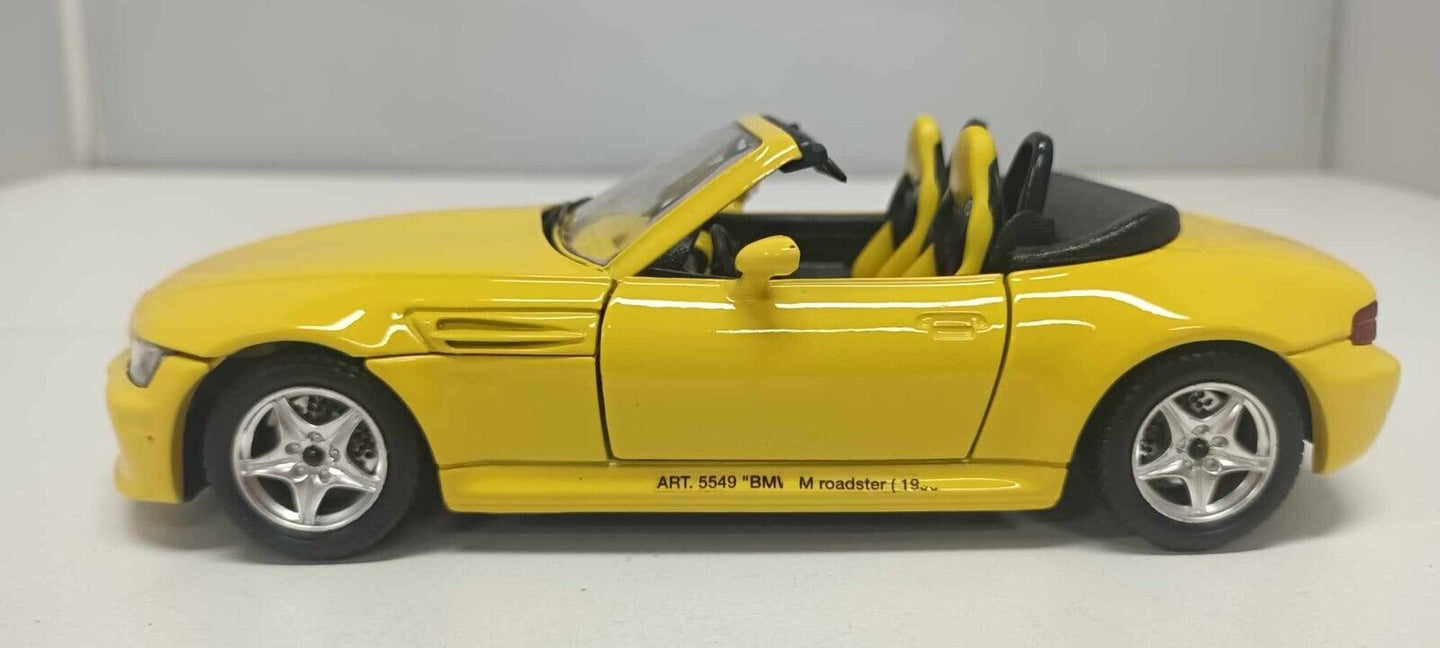 BMW Z3 M Roadster 1996 Giallo Yellow Burago Made In Italy 1:24 Usato 1/24
