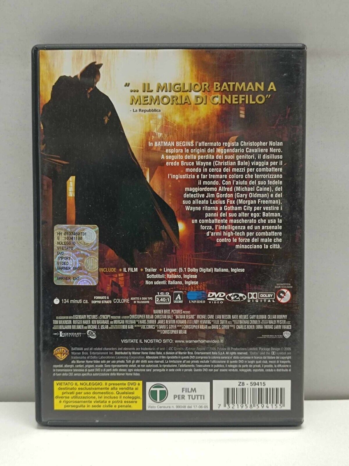 Batman Begins Il Cavaliere Oscuro Trilogia Nolan Film DVD Italiano Usato Ita