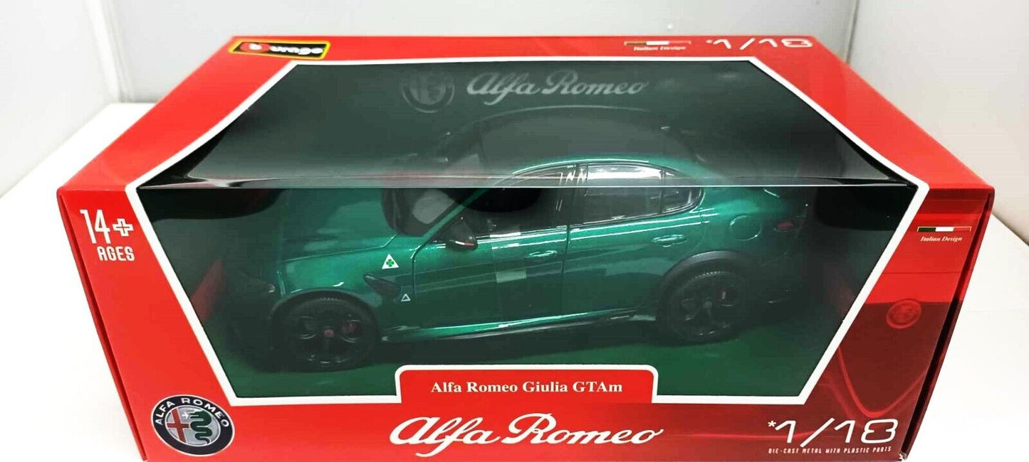 Alfa Romeo Giulia GTAm Verde Metallizzato 2020 Burago 1:18 Nuovo 1/18