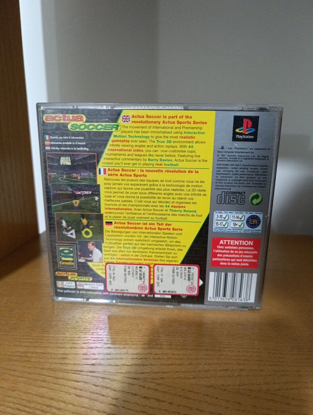 Ps1 Actua Soccer Edizione Platinum Pal Gioco Retro Game GM Shop