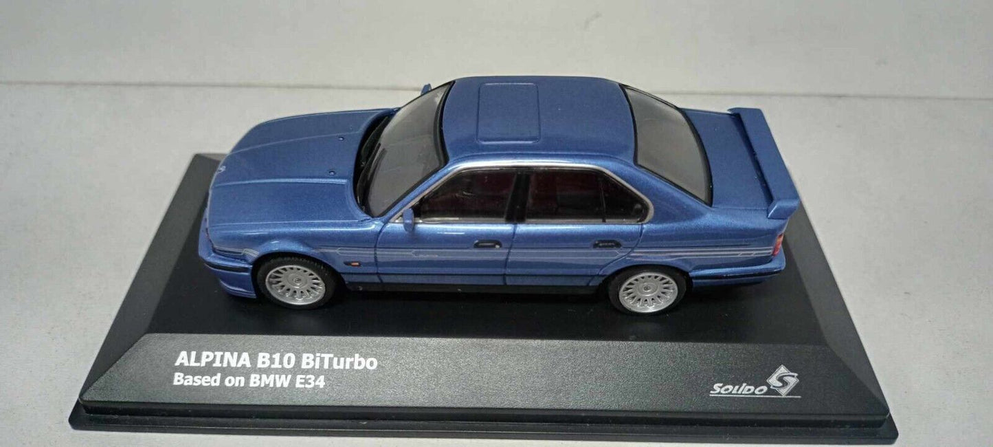 BMW E34 Alpina B10 Biturbo Solido 1:43 Blu Metallizzato Blue Met Usato + Box