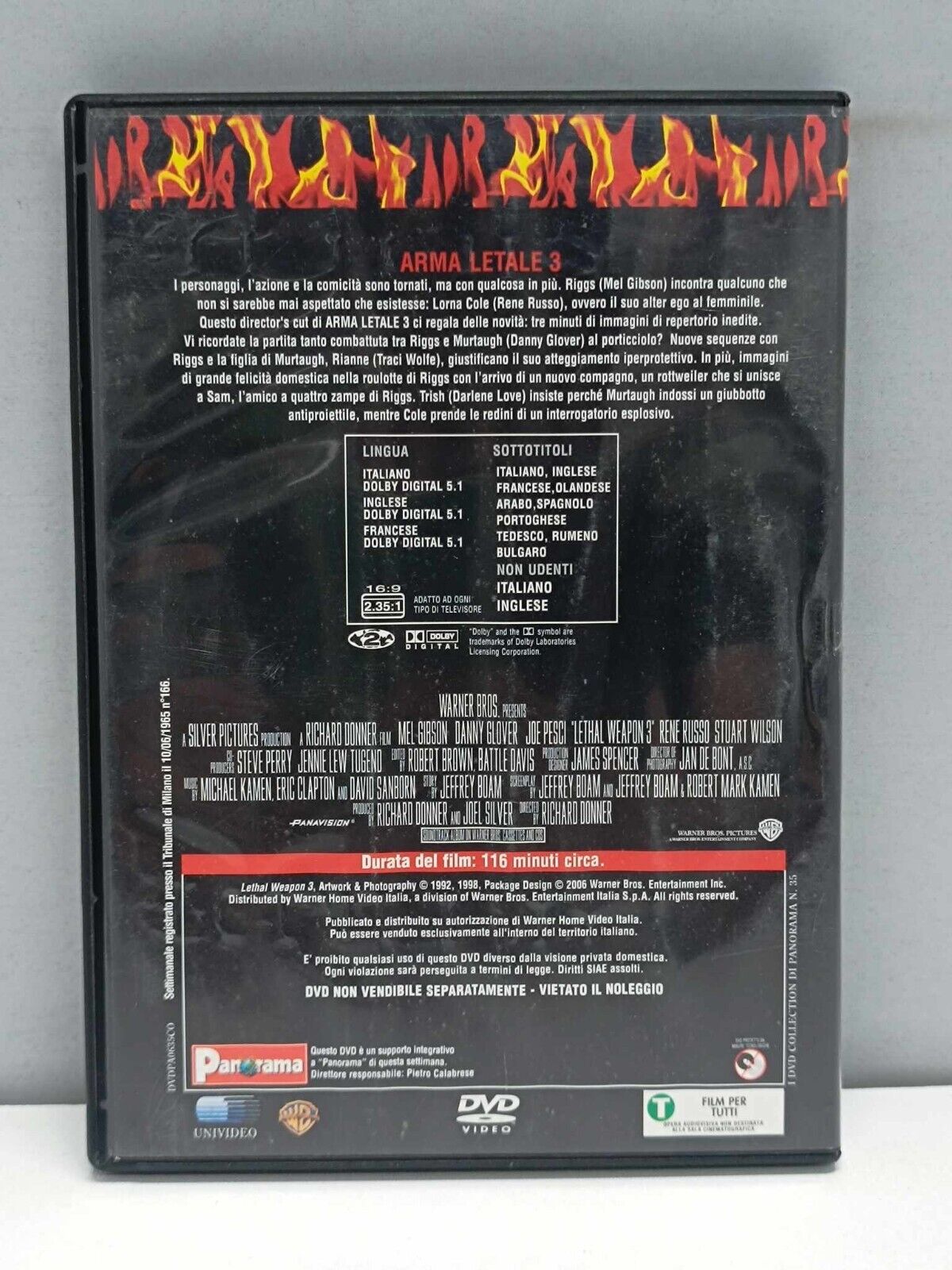 Arma Letale 3 Film DVD Italiano Usato Ita Edicola Panorama Mel Gibson