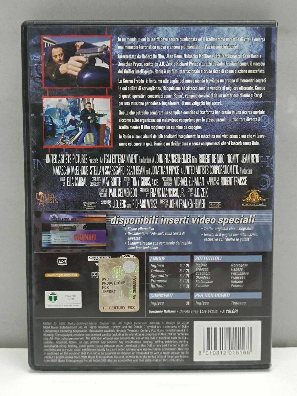 Ronin FIlm DVD Italiano Usato Ita Jean Reno Fuori Catalogo 1997