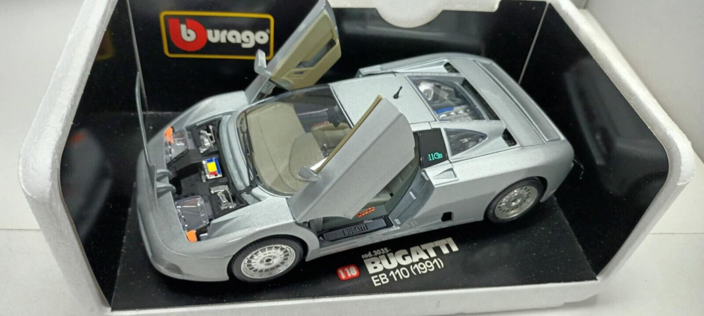 Bugatti EB 110 - 1991 SIlver Burago Bburago 1:18 Made in Italy 1/18