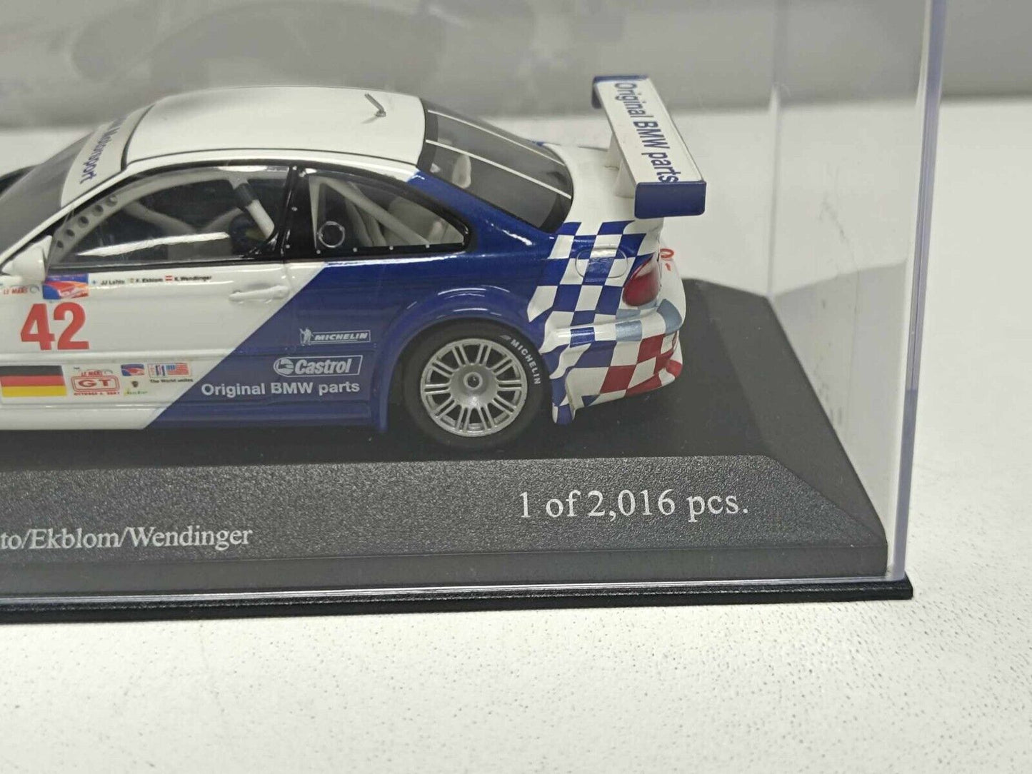 BMW M3 GTR ALMS Petit Le Mans 2001 #42 Limited 2.016 Pz Minichamps 1:43 Usato