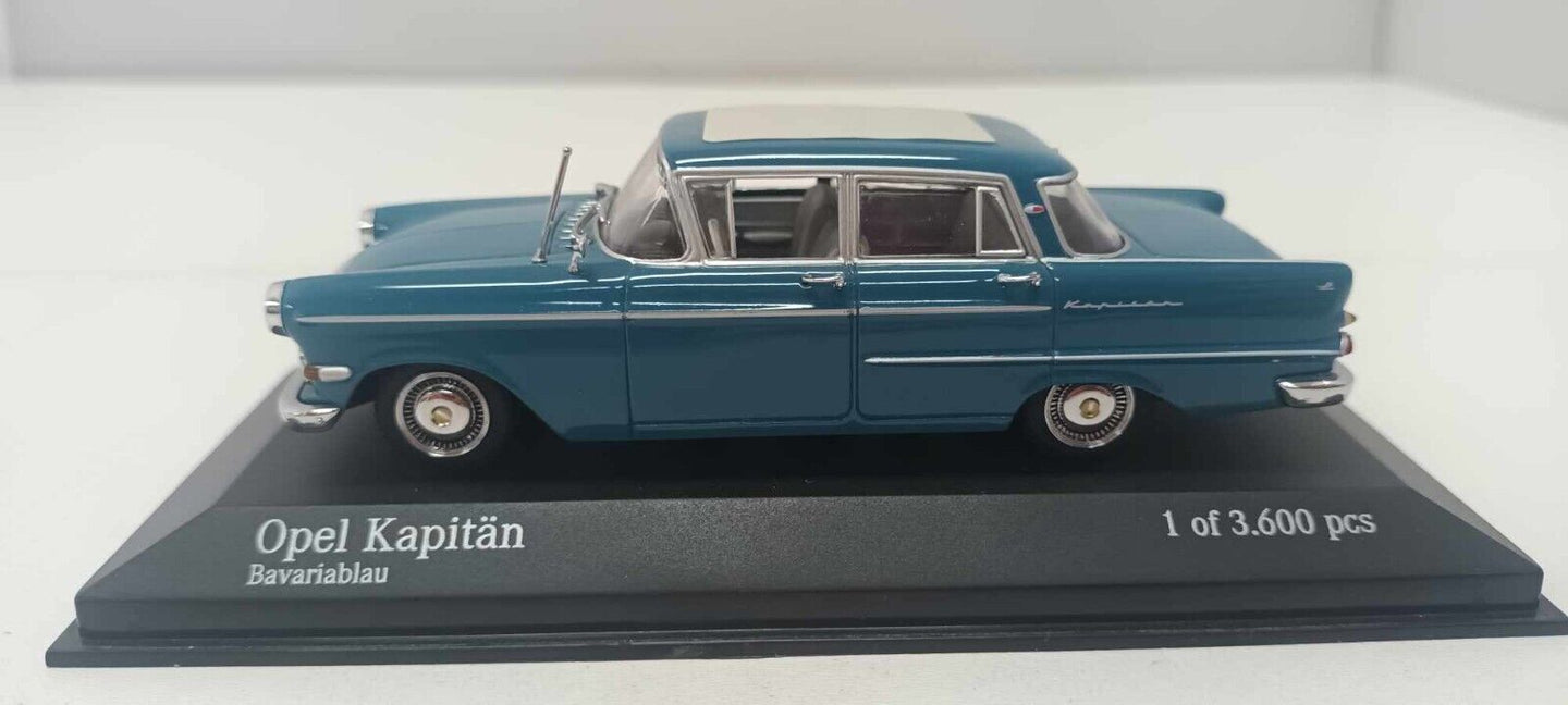 Opel Kapitan Bavariablau 1959 Blu Minichamps 1:43 Usato Limited Edition 3600 pcs