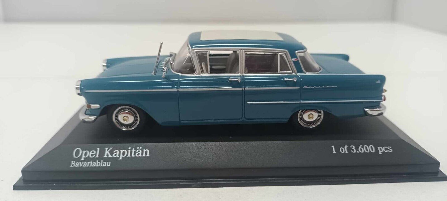 Opel Kapitan Bavariablau 1959 Blu Minichamps 1:43 Usato Limited Edition 3600 pcs