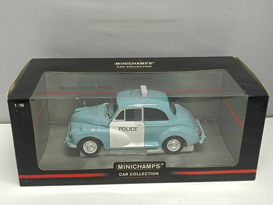 Morris Minor Police Polizia Blue White Minichamps 1:18 Usato + Box