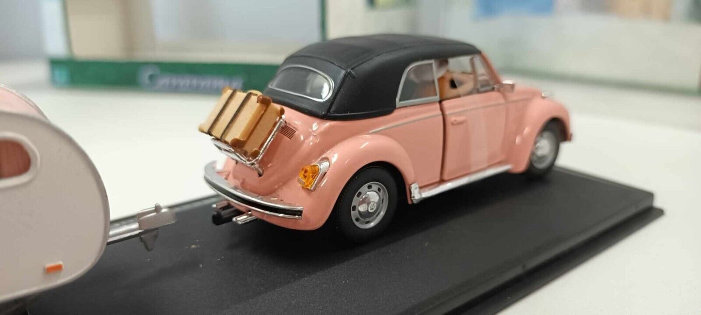 Volkswagen Beetle Soft Top Cararama 1/43 Rosa + Box Teca GM Shop