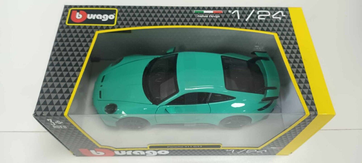 Porsche 911 GT3 Burago 1:24 Light Green Verde Nuovo 18-21104