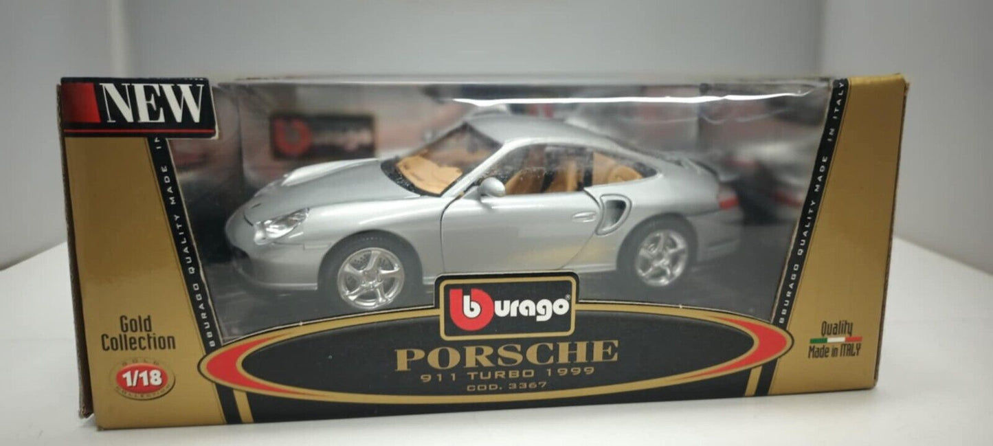 Porsche 911 Turbo 1999 Silver Burago Bburago 1:18 Made in Italy Usato 1/18