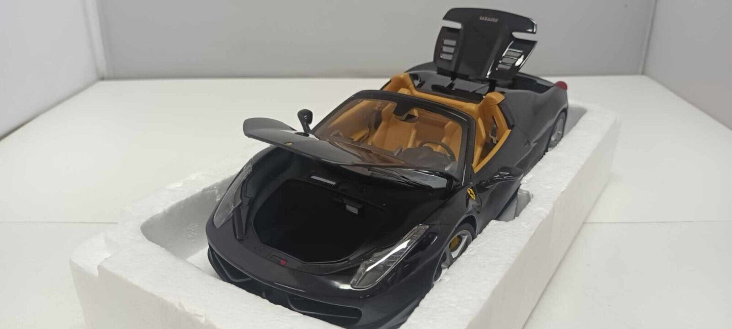 Ferrari 458 Spider Nero Black Hot Wheels Elite 1:18 Usato + Box Hotwheels Rare
