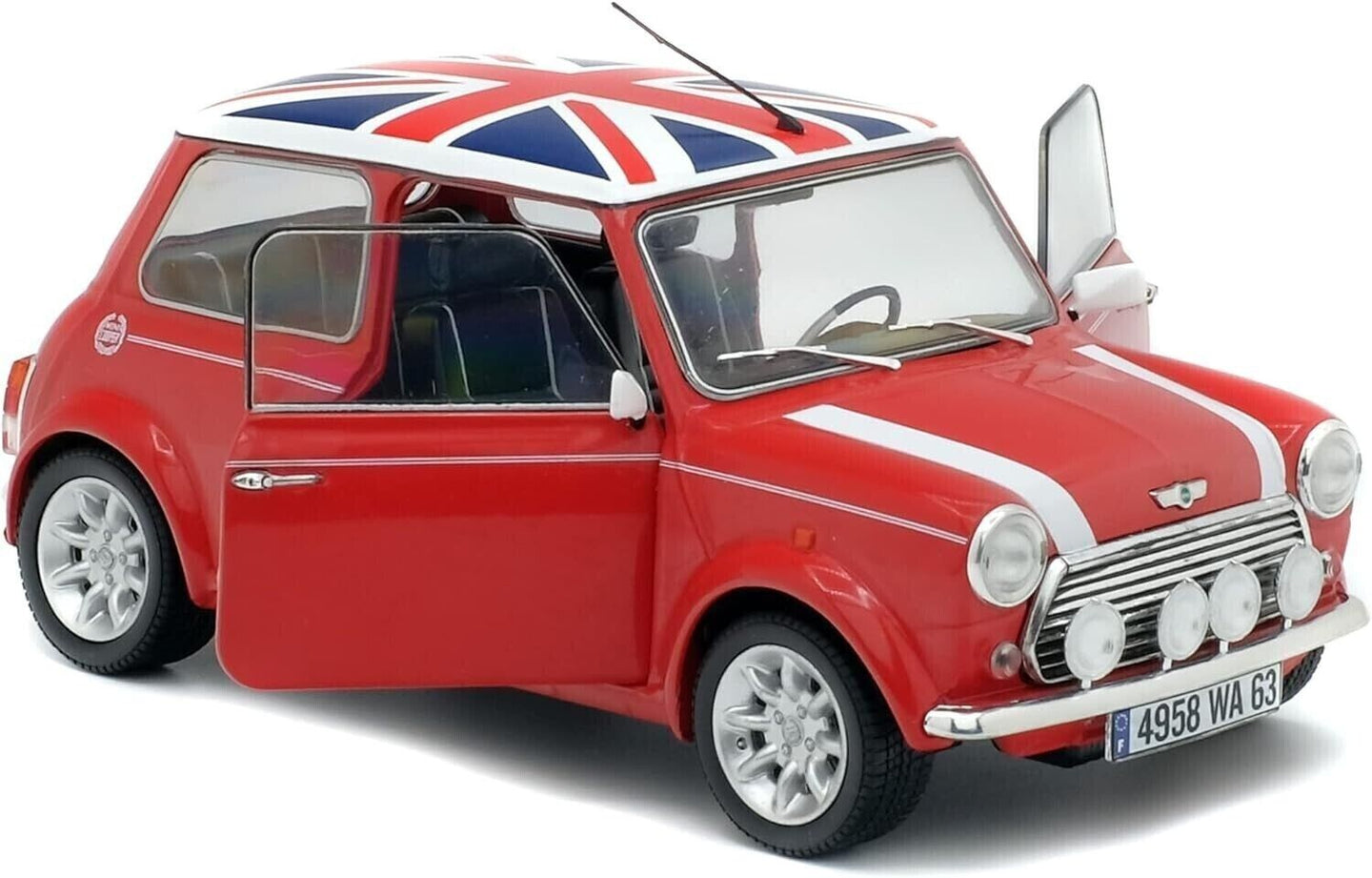 Mini Cooper Sport Pack 1.3i 1997 Solido 1/18 Redfire & Flag Bandiera UK Rosso