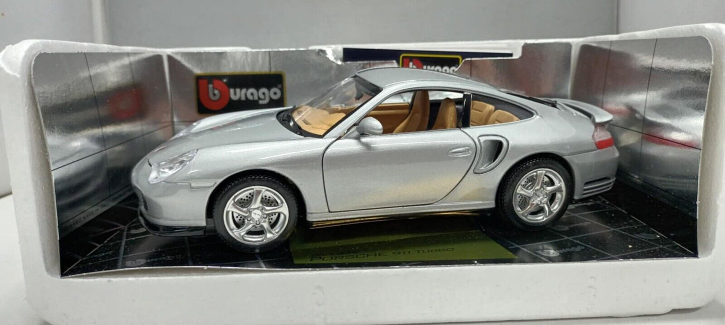 Porsche 911 Turbo 1999 Silver Burago Bburago 1:18 Made in Italy Usato 1/18