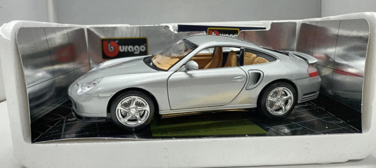 Porsche 911 Turbo 1999 Silver Burago Bburago 1:18 Made in Italy Usato 1/18