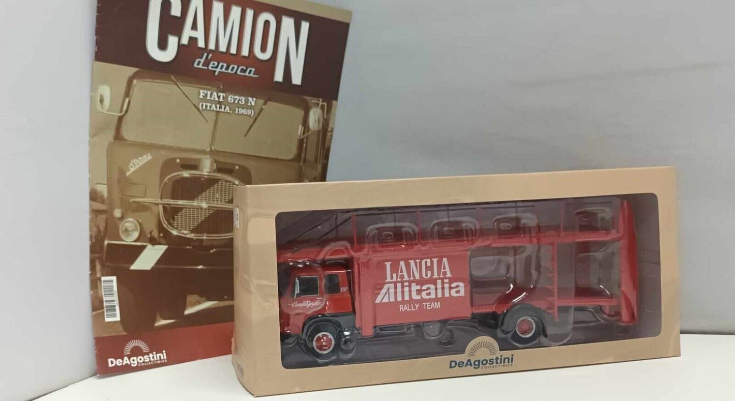 Fiat 673 N Camion Bisarca 1969 Deagostini Lancia Alitalia Rally Team 1:43 Nuovo