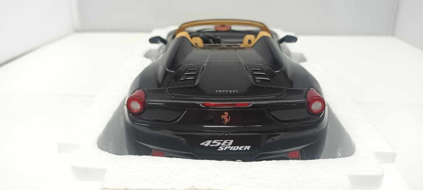 Ferrari 458 Spider Nero Black Hot Wheels Elite 1:18 Usato + Box Hotwheels Rare