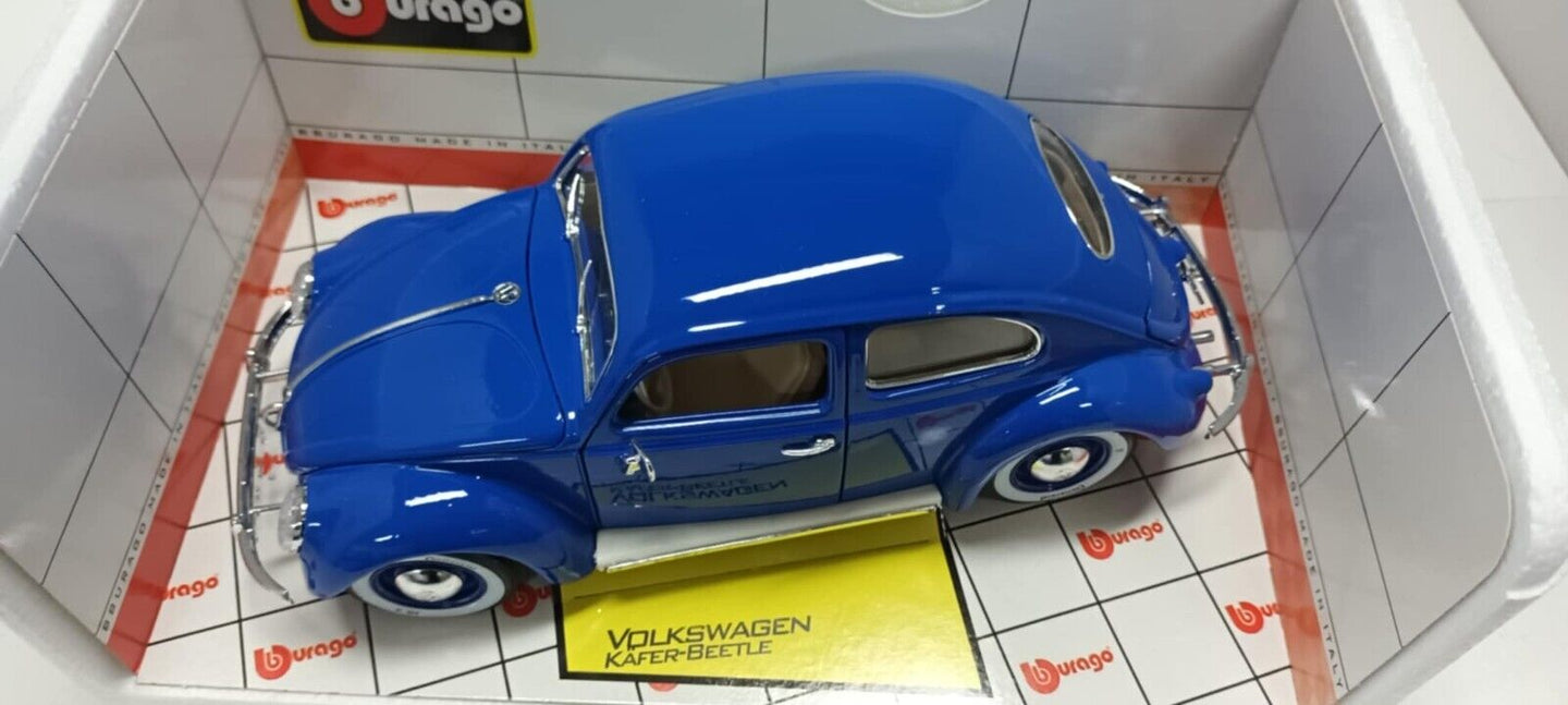Volkswagen Kafer Beetle Maggiolino 1955 Blu Blue Burago 1:18 Usato Made in Italy