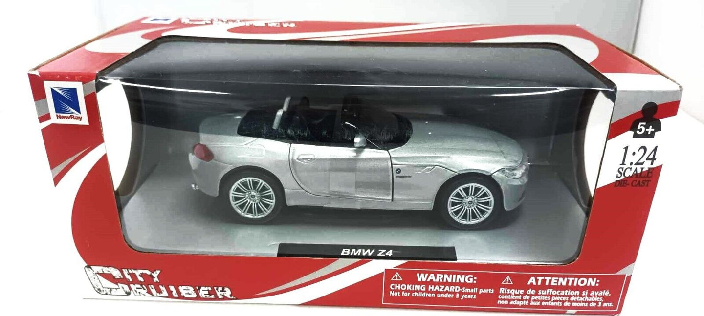 BMW Z4 SIlver NewRay City Cruiser 1:24 Nuovo Diecast Apribile 1/24
