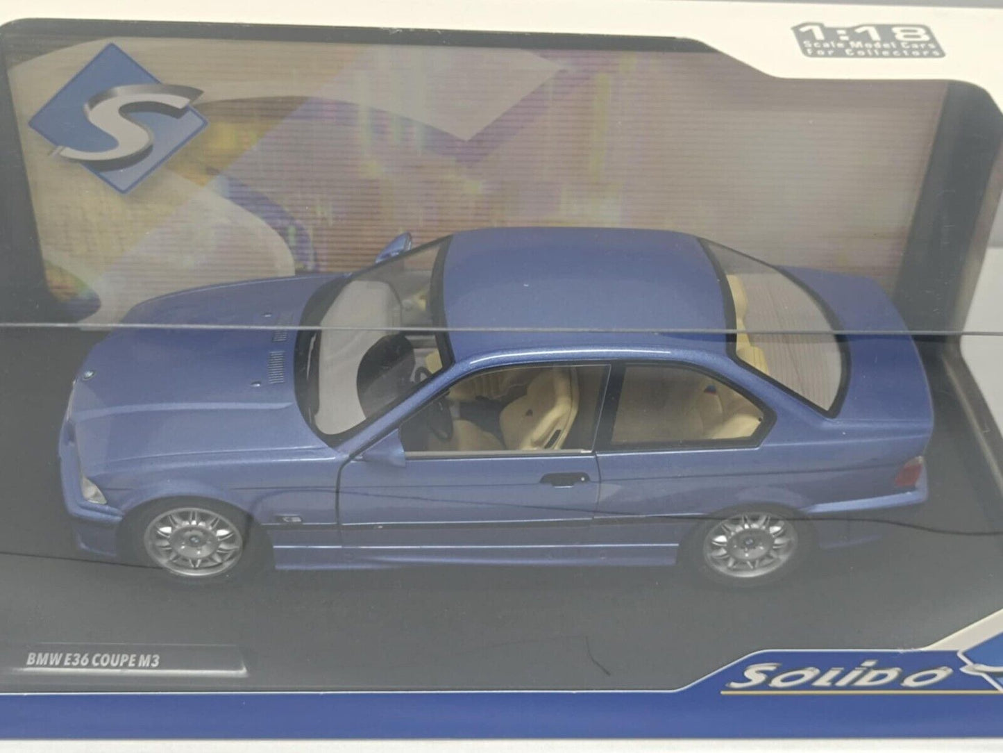 BMW E36 E 36 Coupé M3 Blue Blu Estoril 1990 Solido 1:18 Nuovo 1/18