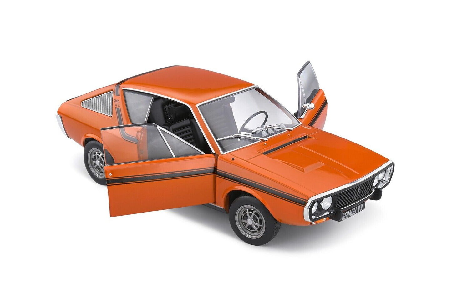 Renault 17 TL 1974 Arancione Orange 331 Strisce Nere Black Strips Solido 1:18