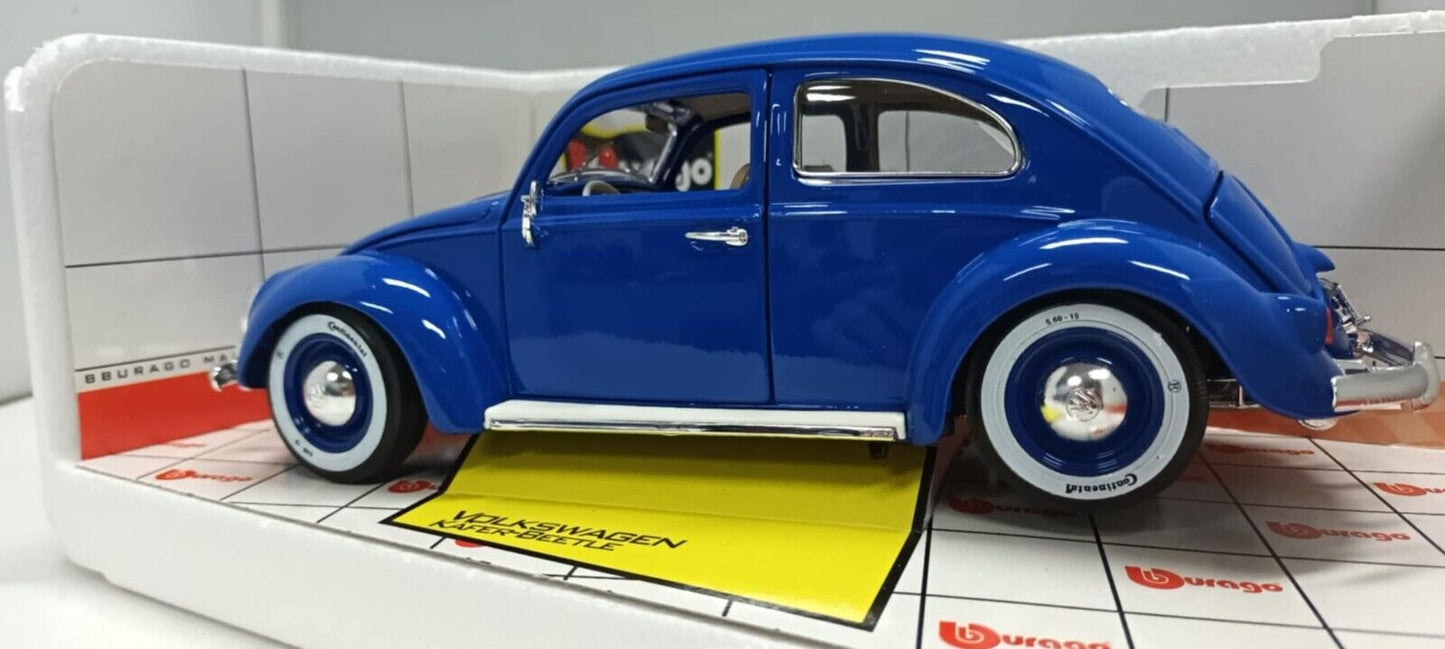 Volkswagen Kafer Beetle Maggiolino 1955 Blu Blue Burago 1:18 Usato Made in Italy