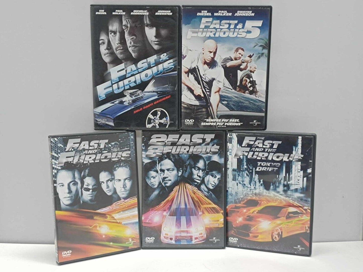 Lotto Fast And Furious 1 - 5 DVD Usato 5 Film Italiano Ita