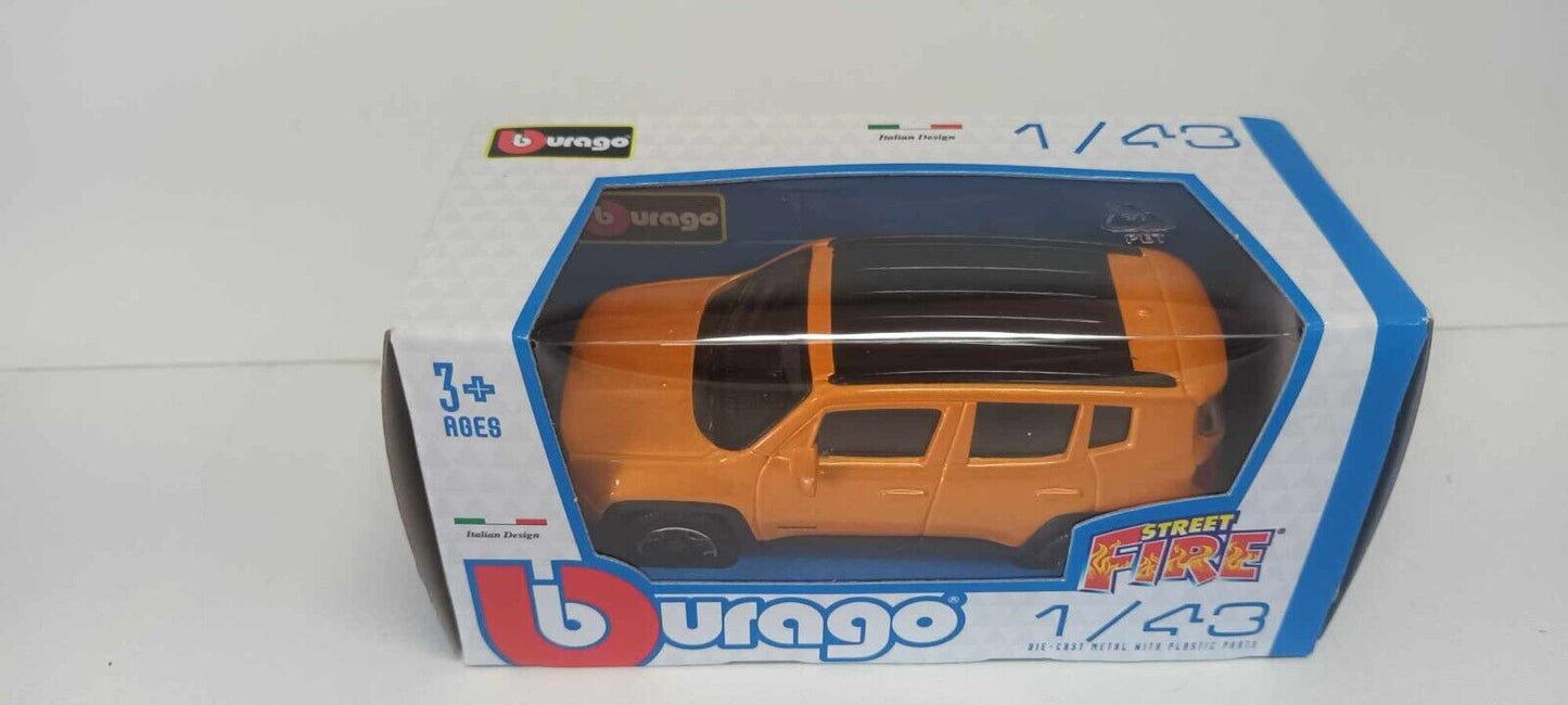 Jeep Renegade Burago Street Fire 1:43 Arancione Orange Nuovo