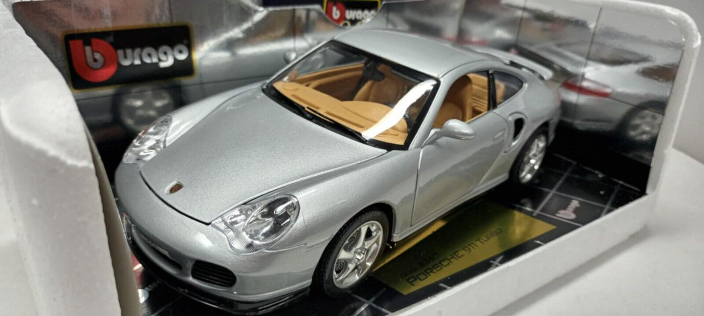 Porsche 911 Turbo 1999 Silver Burago Bburago 1:18 Made in Italy Usato 1/18