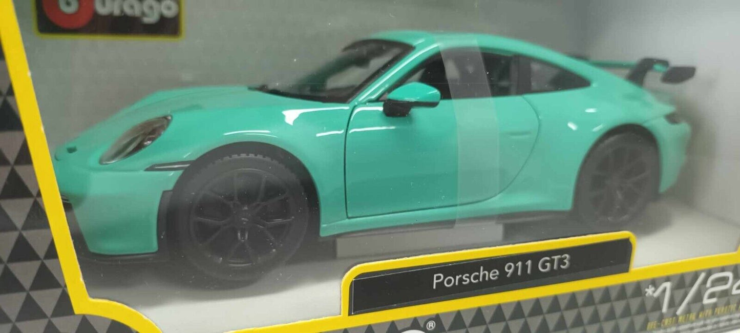 Porsche 911 GT3 Burago 1:24 Light Green Verde Nuovo 18-21104