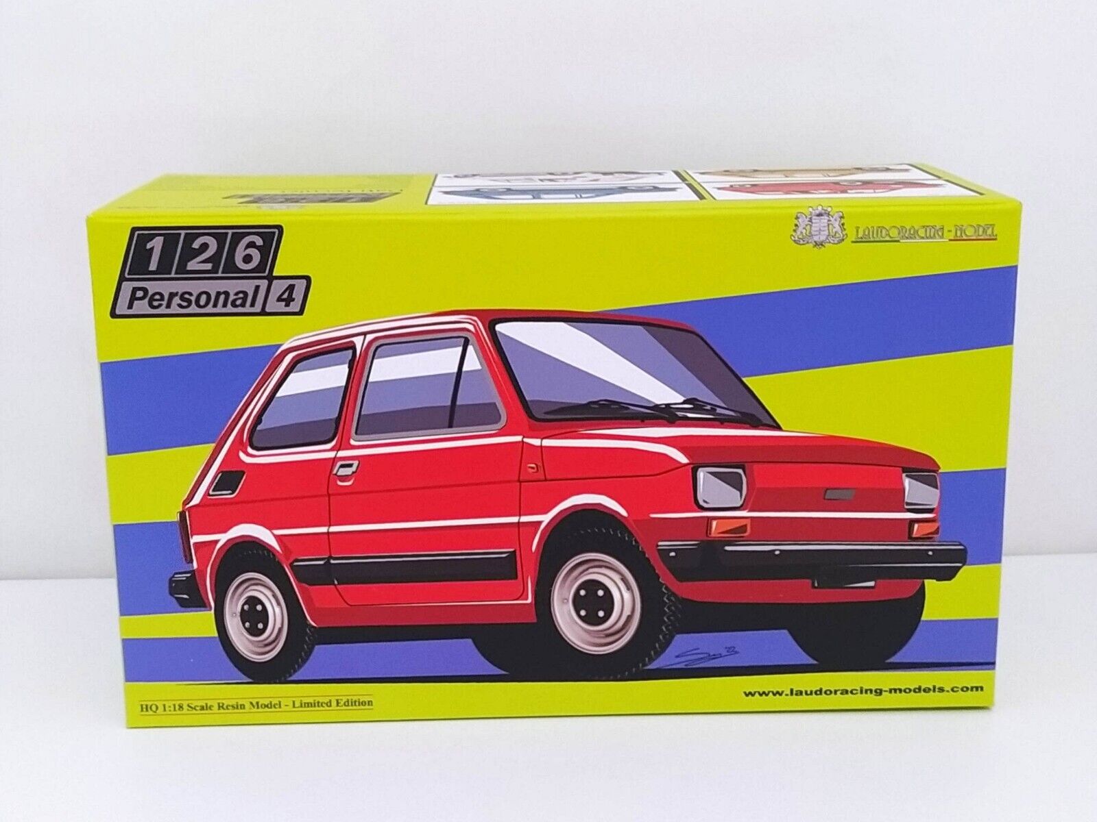 Box Fiat 126 Personal 4 Blue - Laudoracing 1:18 (Only Box ...
