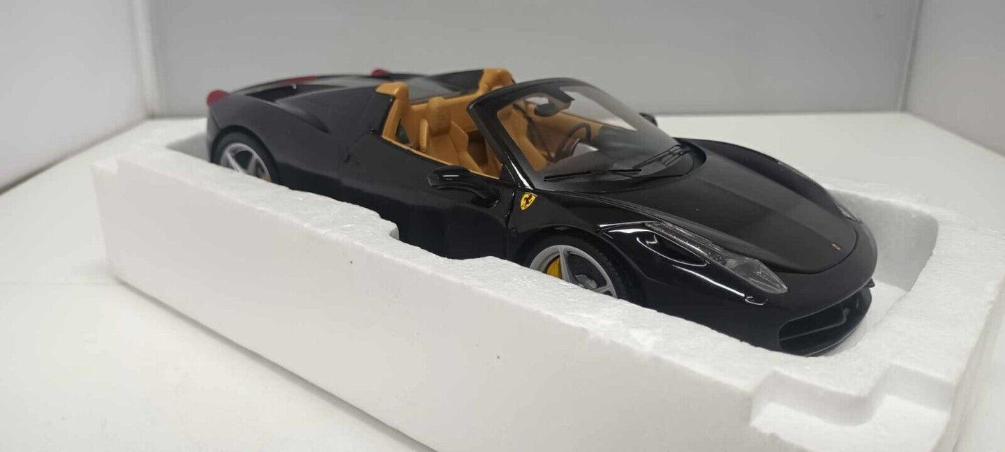 Ferrari 458 Spider Nero Black Hot Wheels Elite 1:18 Usato + Box Hotwheels Rare