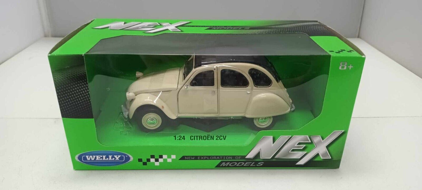 Citroen 2CV 2 cv Beige Welly Nex 1:24 Nuovo 1/24