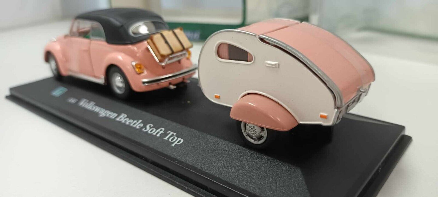 Volkswagen Beetle Soft Top Cararama 1/43 Rosa + Box Teca GM Shop