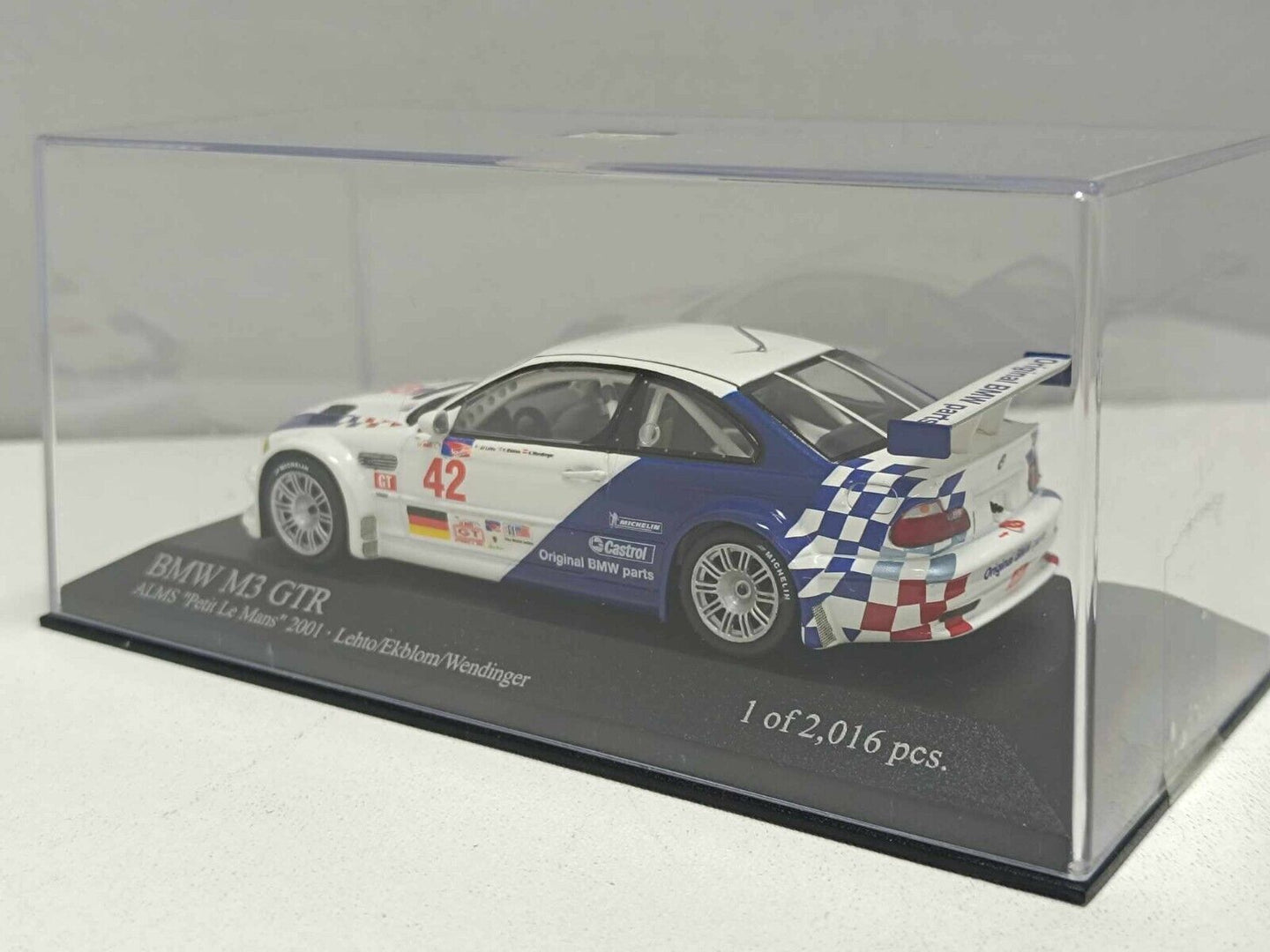 BMW M3 GTR ALMS Petit Le Mans 2001 #42 Limited 2.016 Pz Minichamps 1:43 Usato