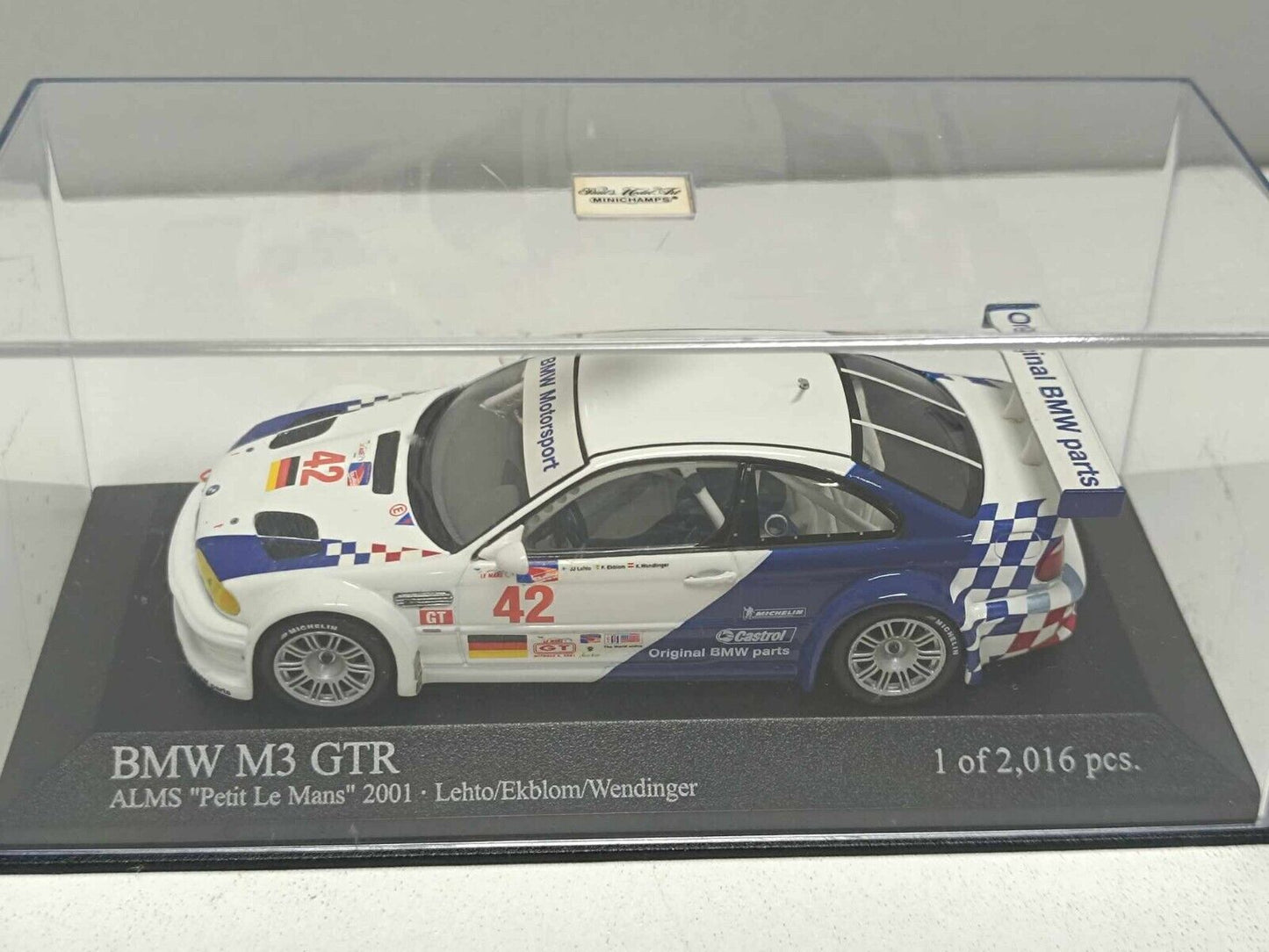 BMW M3 GTR ALMS Petit Le Mans 2001 #42 Limited 2.016 Pz Minichamps 1:43 Usato