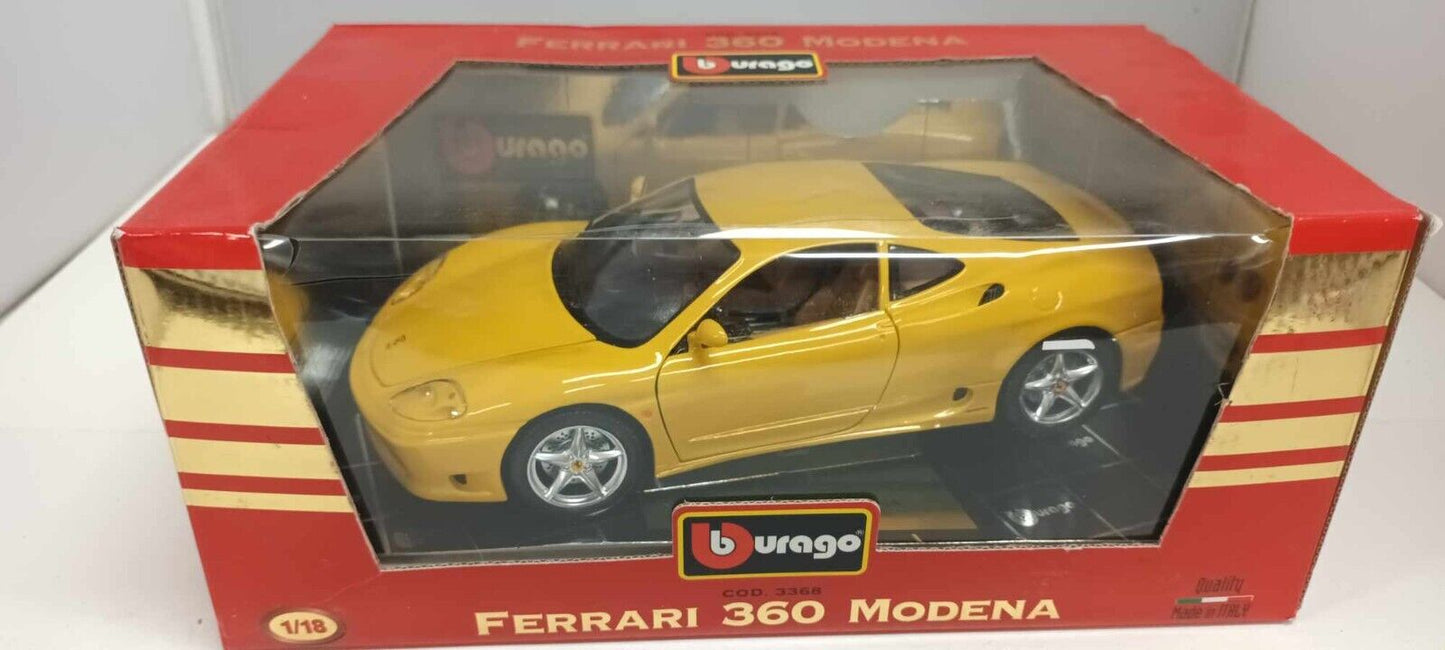 Ferrari 360 Modena Giallo Yellow Burago 1:18 Usato + Box Made in Italy - 1/18