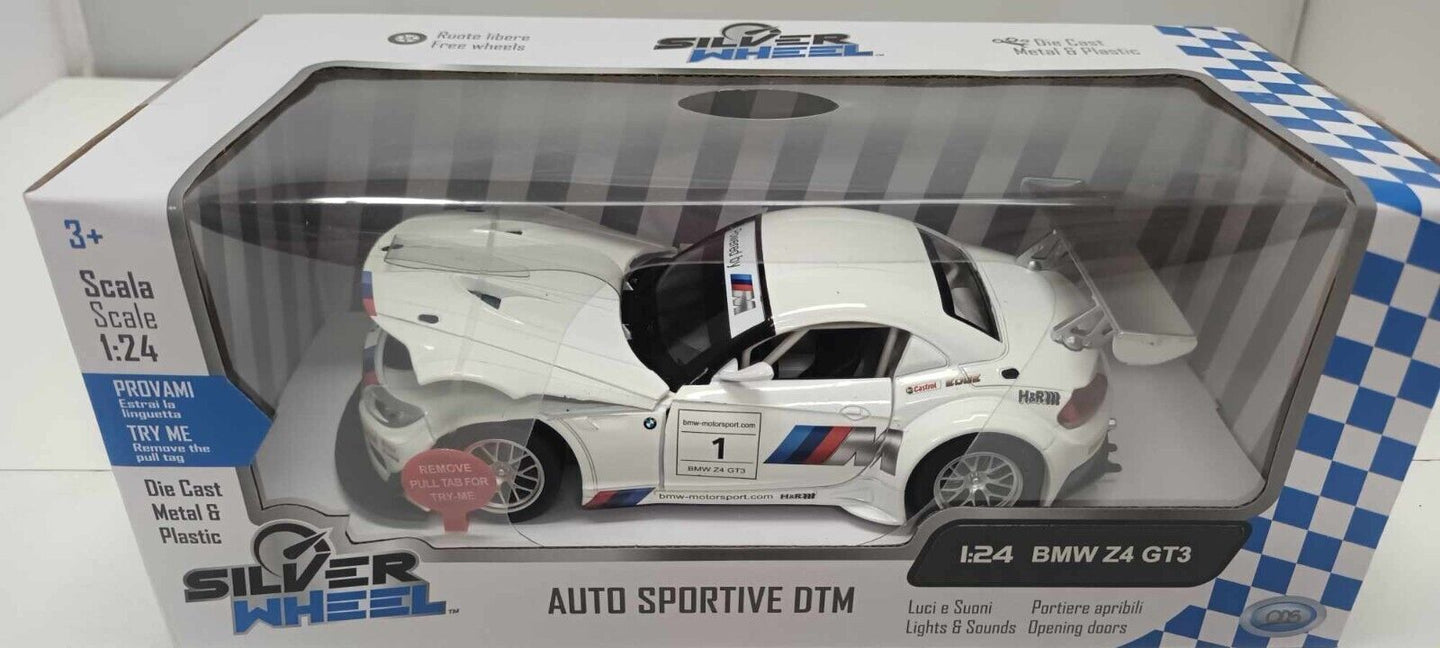 BMW Z4 GT3 Silver Wheel Auto Sportive DTM 1:24 Nuovo 1/24