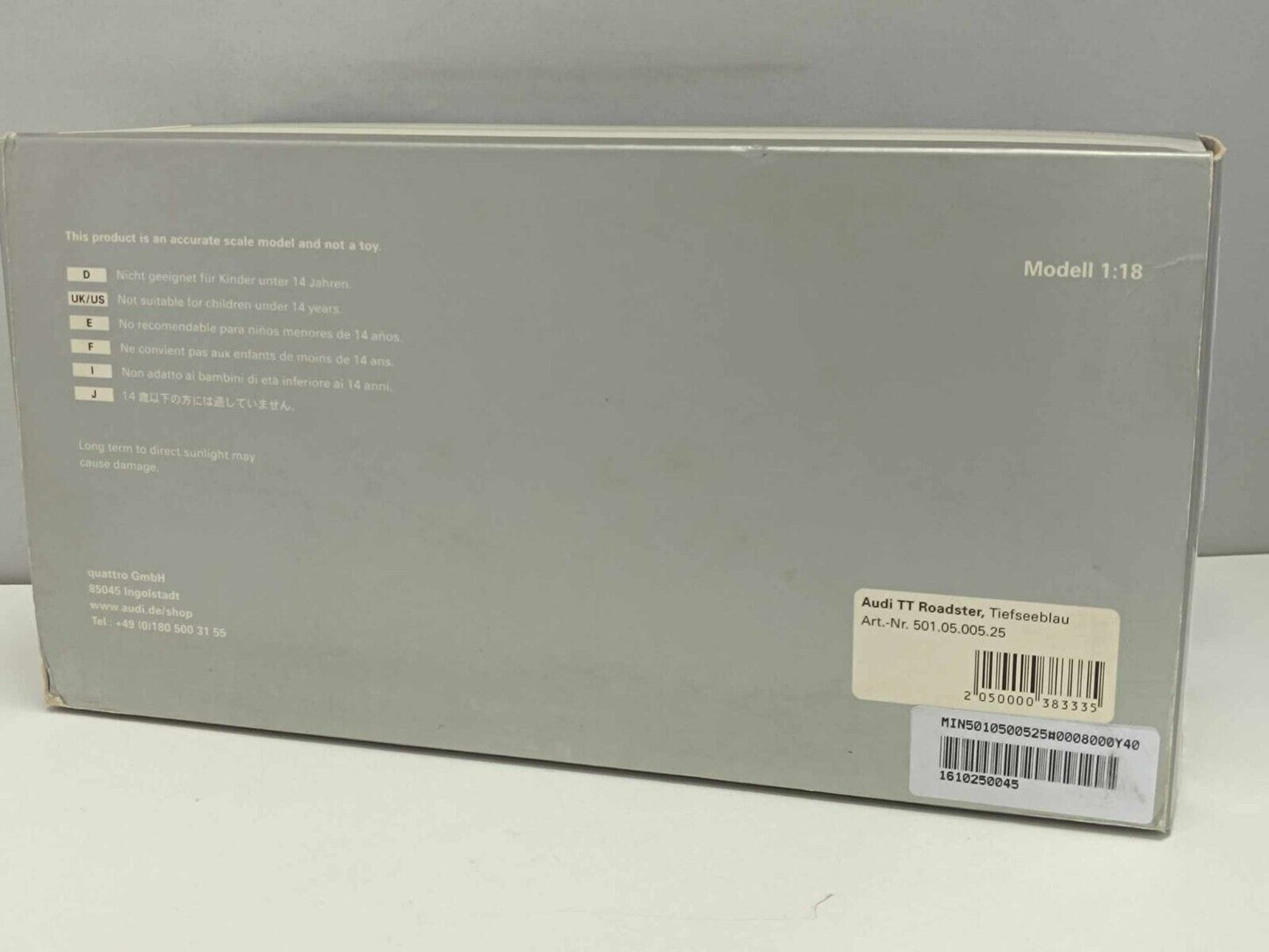 Audi TT Roadster 2006 Tiefseeblau - Minichamps Dealers Edition 1:18 GM Shop